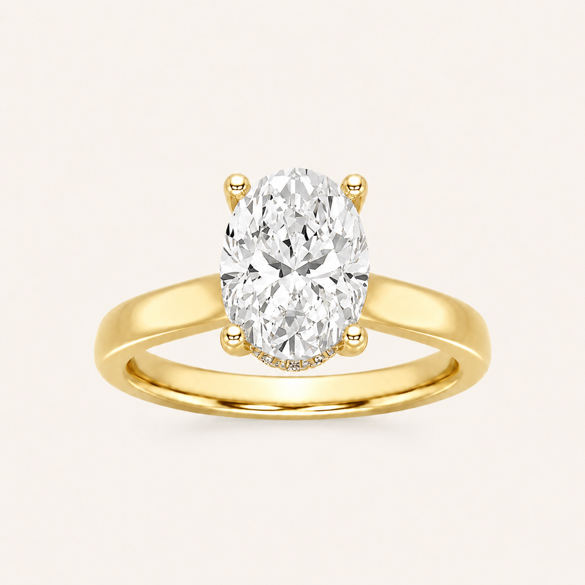 3.00CT Oval Cut Lab Grown Diamond Cathedral Shank Solitaire Ring