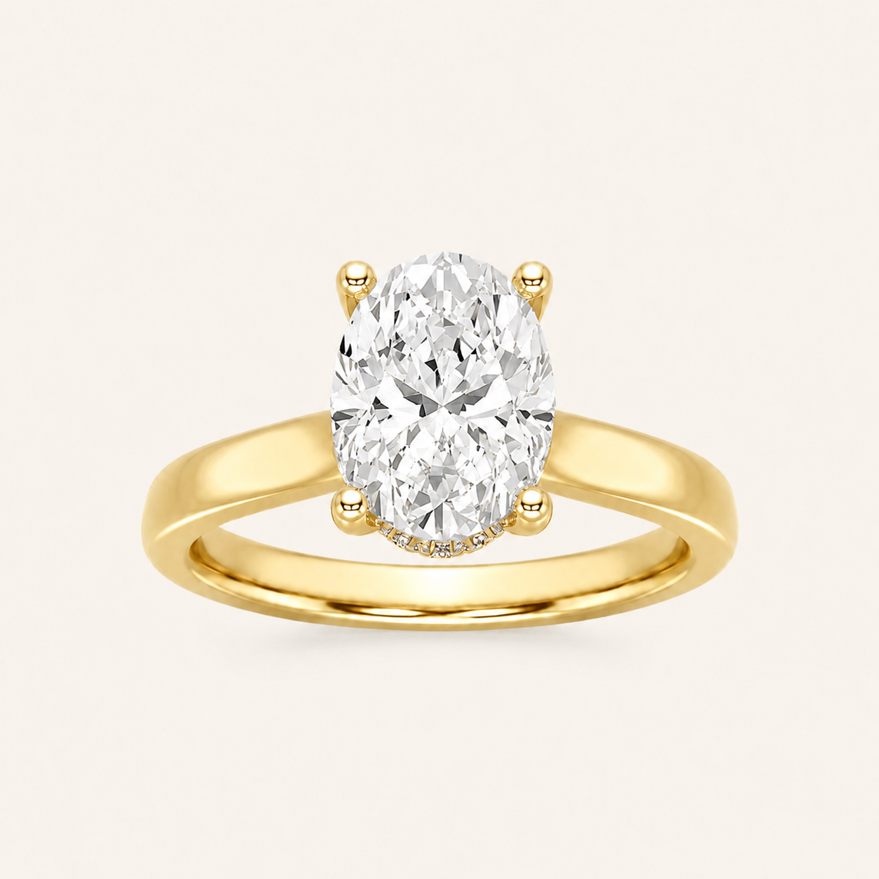 3.00CT Oval Cut Lab Grown Diamond Cathedral Shank Solitaire Ring