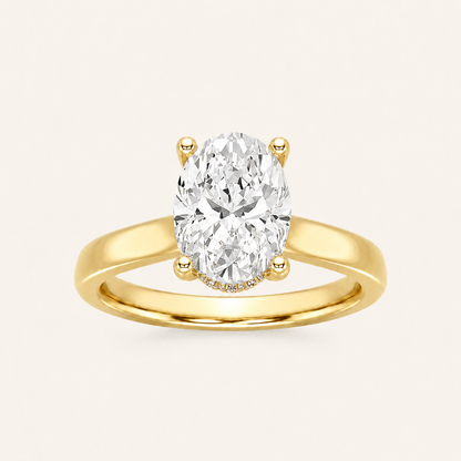 3.00CT Oval Cut Lab Grown Diamond Cathedral Shank Solitaire Ring
