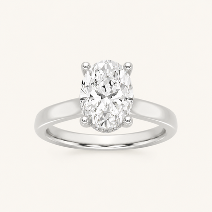 3.00CT Oval Cut Lab Grown Diamond Cathedral Shank Solitaire Ring