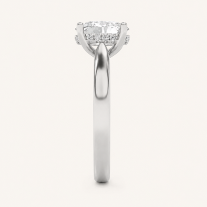 3.00CT Oval Cut Lab Grown Diamond Cathedral Shank Solitaire Ring