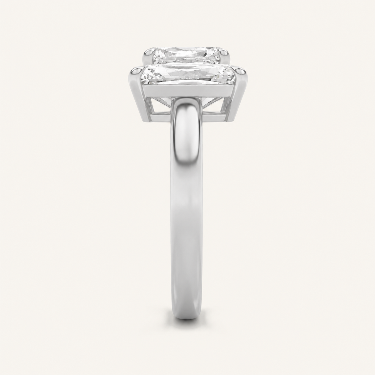 3.00CT Pear Cut And Emerald Cut Lab Grown Diamond Toi et Moi Fashion Ring