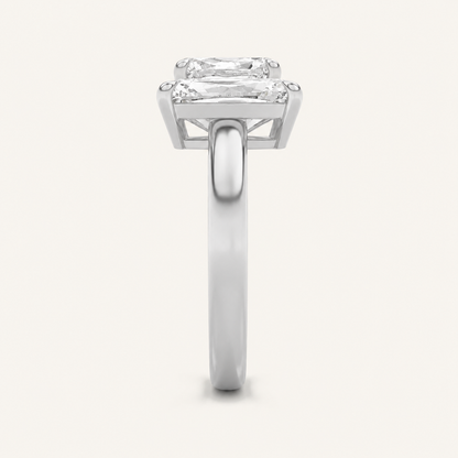3.00CT Pear Cut And Emerald Cut Lab Grown Diamond Toi et Moi Fashion Ring