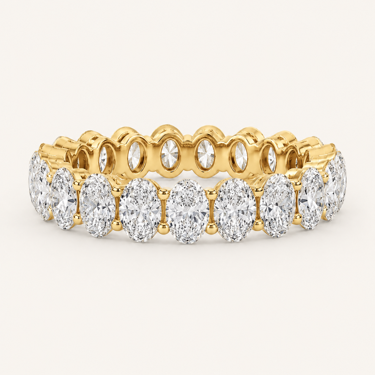 2.1CT Oval Cut Lab Grown Diamond Split Prong Eternity Ring
