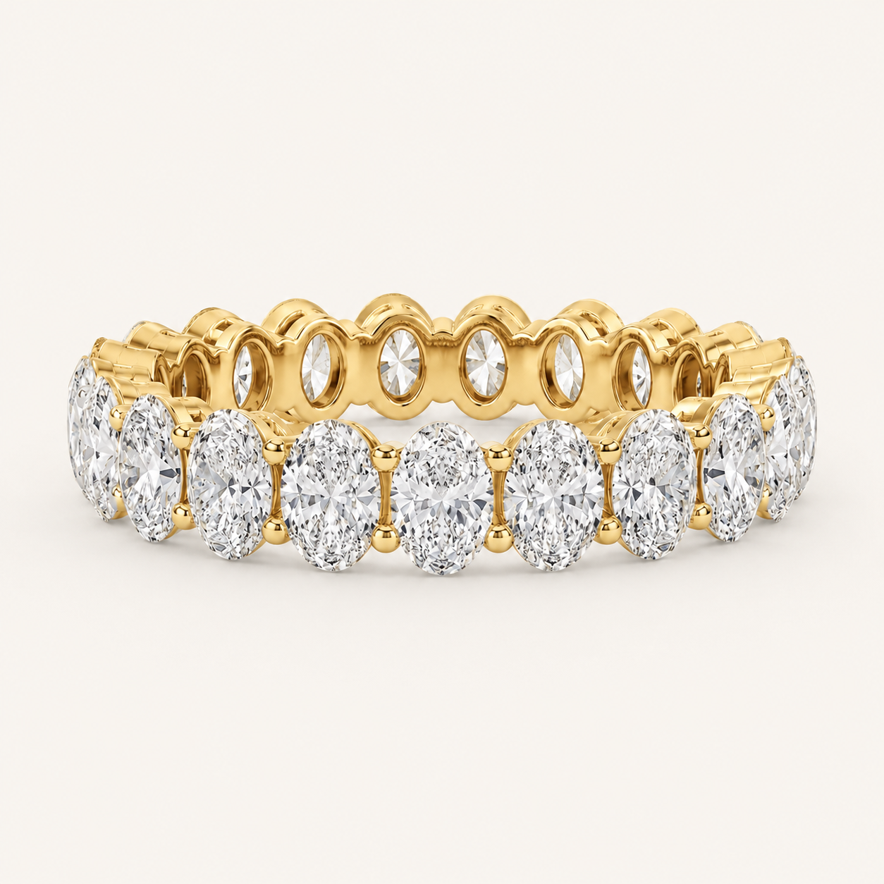 2.1CT Oval Cut Lab Grown Diamond Split Prong Eternity Ring