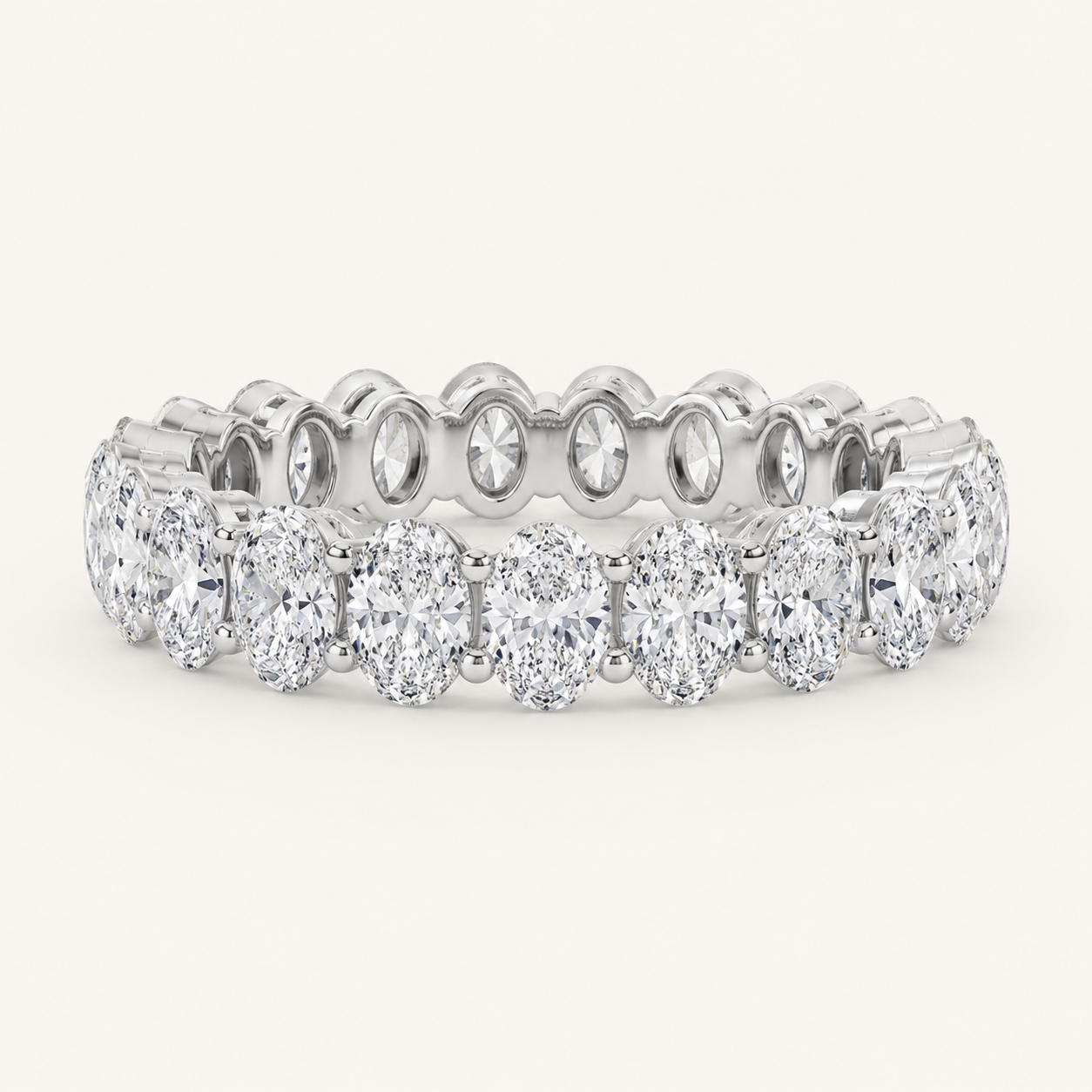 2.1CT Oval Cut Lab Grown Diamond Split Prong Eternity Ring