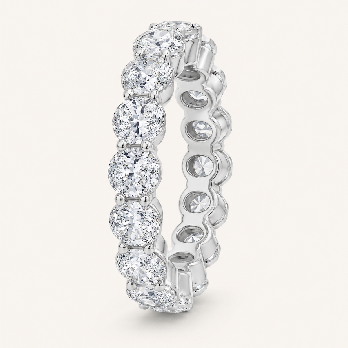 2.1CT Oval Cut Lab Grown Diamond Split Prong Eternity Ring