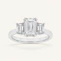 3.00 CT Emerald Cut Lab Grown Diamond Three Stone Ring