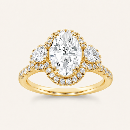 3.00 CT Oval Cut Lab Grown Diamond Three Stone Ring