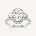 3.00 CT Oval Cut Lab Grown Diamond Three Stone Ring
