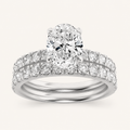 2CT Oval Cut Lab Grown Diamond Classic Accented Bridal Set