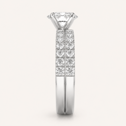 2CT Oval Cut Lab Grown Diamond Classic Accented Bridal Set