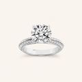 2.00 CT Round Cut Lab Grown Diamond Micro Pave Knife Edge Accent Solitaire Ring