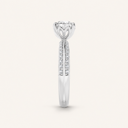 2.00 CT Round Cut Lab Grown Diamond Micro Pave Knife Edge Accent Solitaire Ring