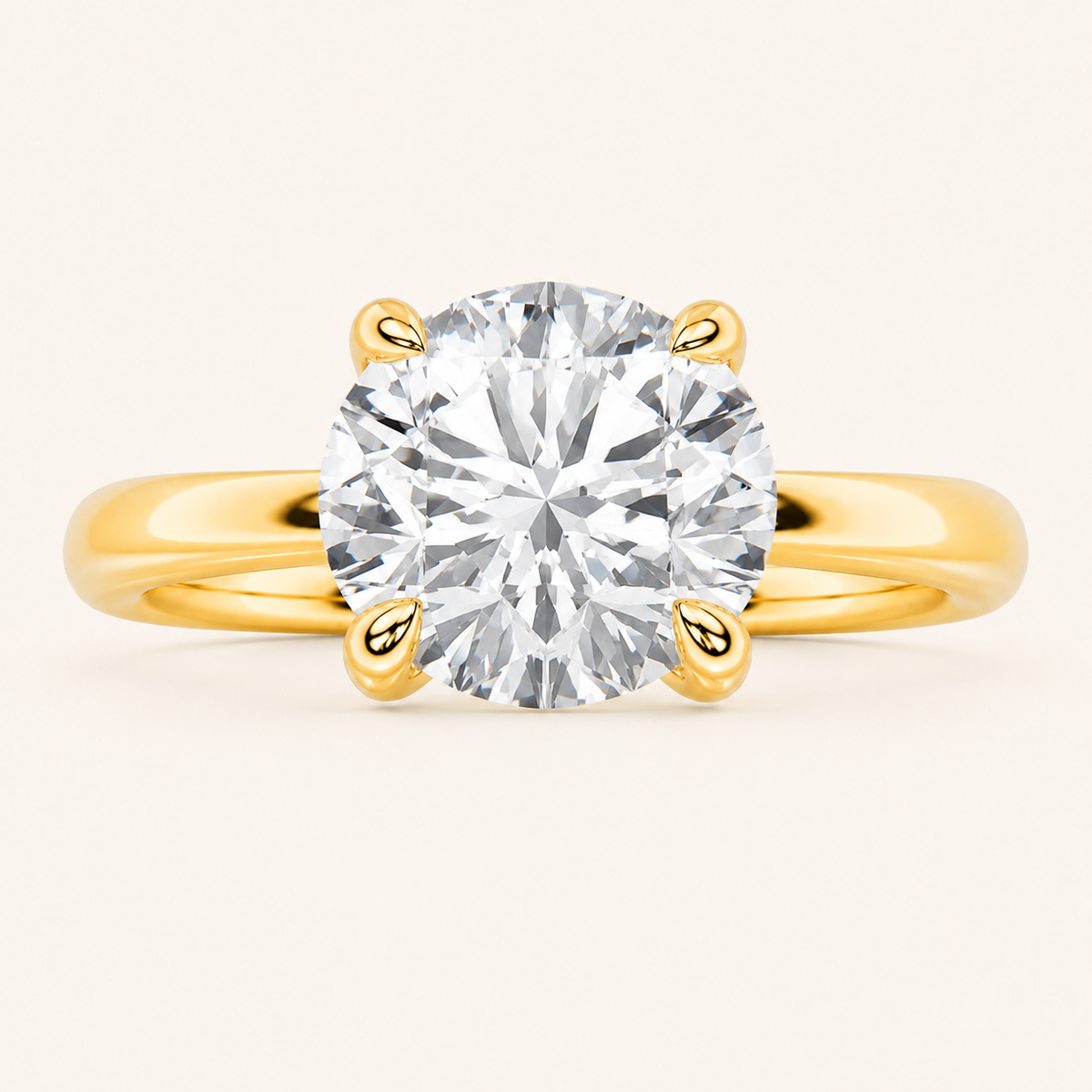 3CT Round Cut Lab Grown Diamond Classic Solitaire Ring