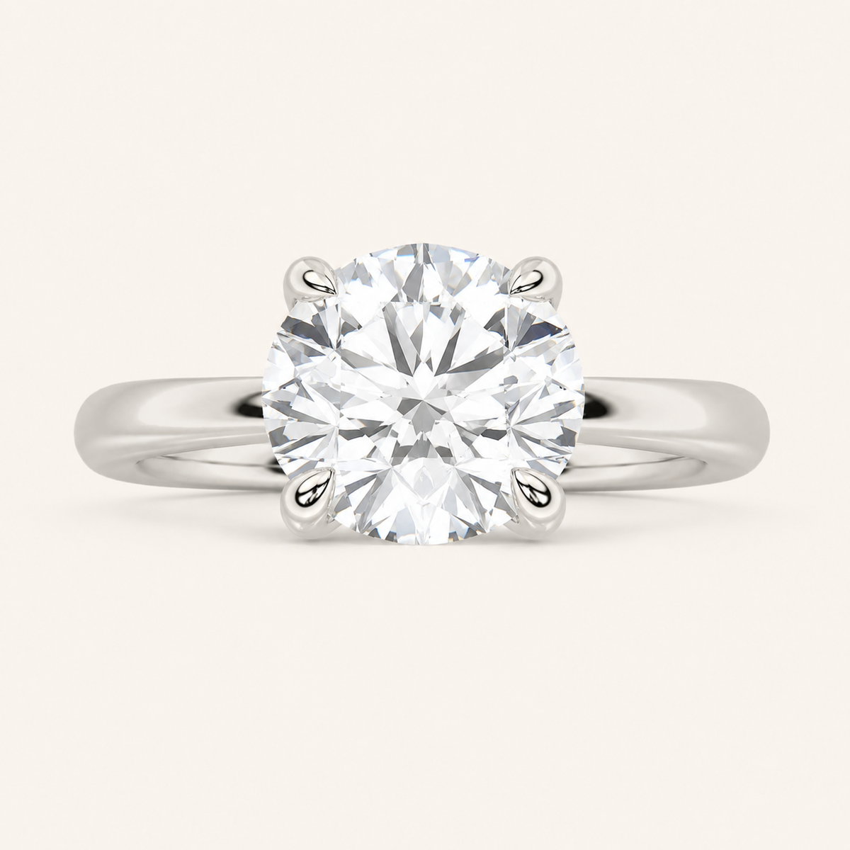 3CT Round Cut Lab Grown Diamond Classic Solitaire Ring