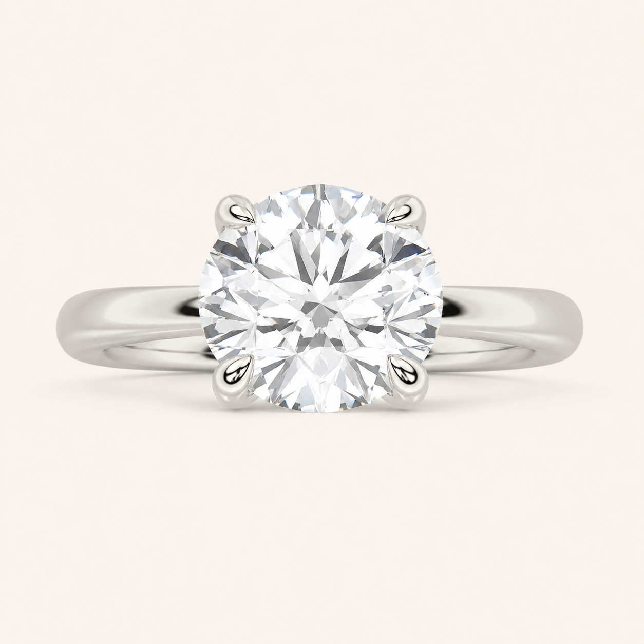 3CT Round Cut Lab Grown Diamond Classic Solitaire Ring