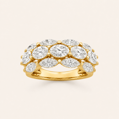 3.00 CT Oval Cut Lab Grown Diamond Multi Stone Band Ring