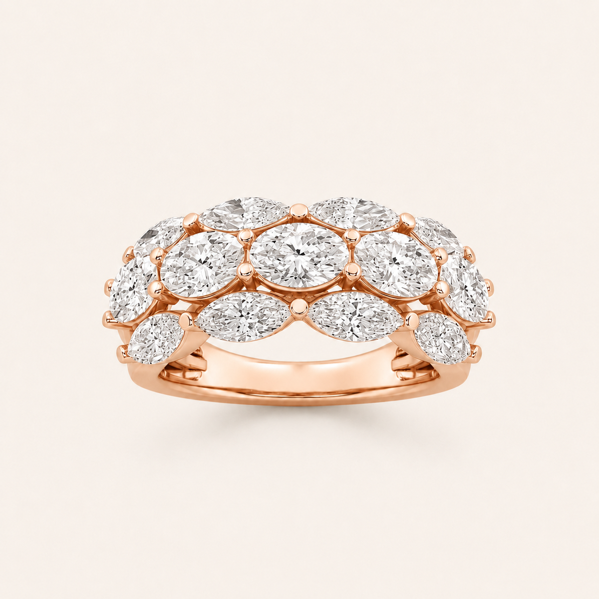 3.00 CT Oval Cut Lab Grown Diamond Multi Stone Band Ring