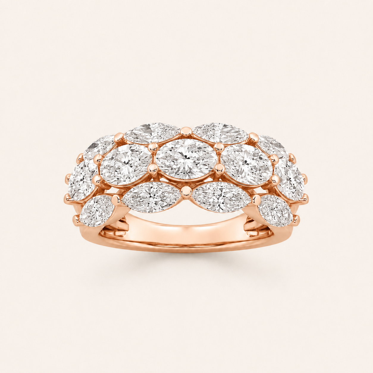 3.00 CT Oval Cut Lab Grown Diamond Multi Stone Band Ring