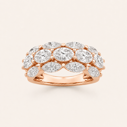 3.00 CT Oval Cut Lab Grown Diamond Multi Stone Band Ring
