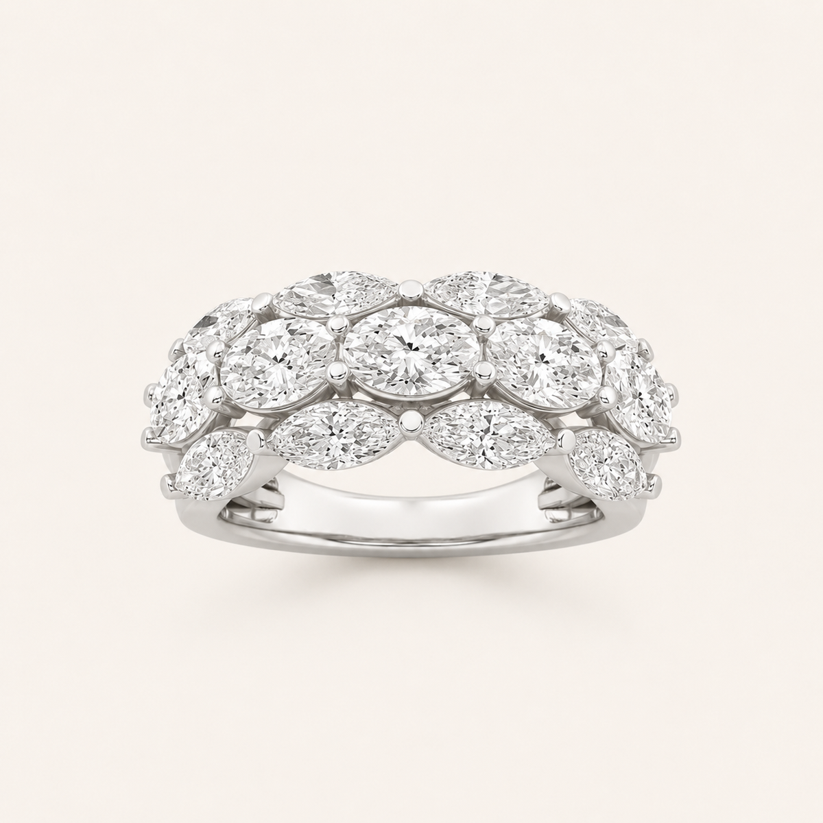 3.00 CT Oval Cut Lab Grown Diamond Multi Stone Band Ring