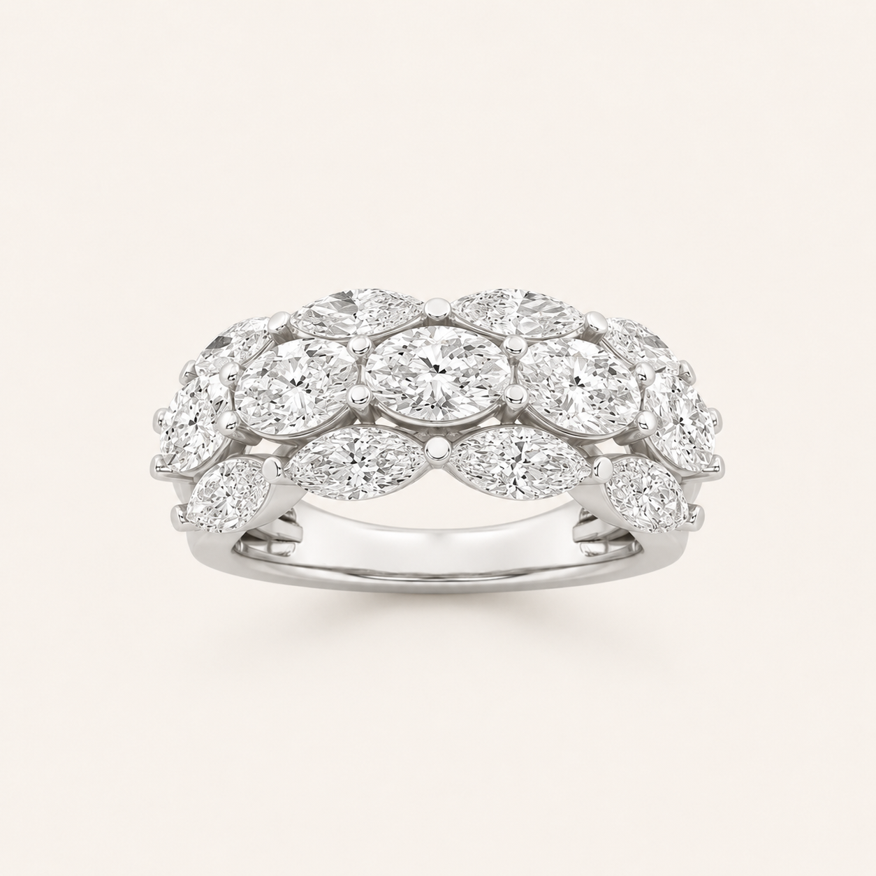 3.00 CT Oval Cut Lab Grown Diamond Multi Stone Band Ring