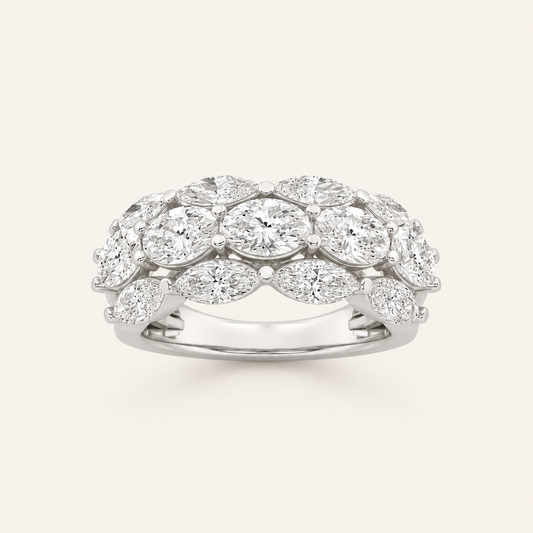 3.00 CT Oval Cut Lab Grown Diamond Multi Stone Band Ring