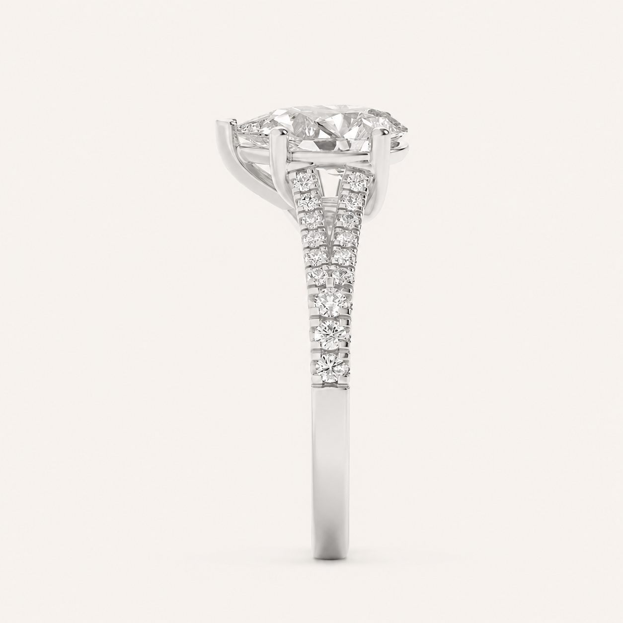 3CT Pear Cut Lab Grown Diamond Side Stone Ring