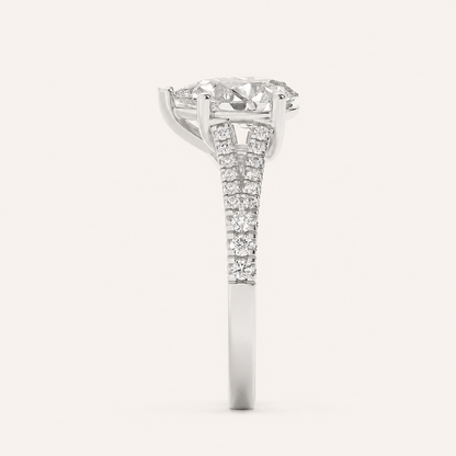3CT Pear Cut Lab Grown Diamond Side Stone Ring