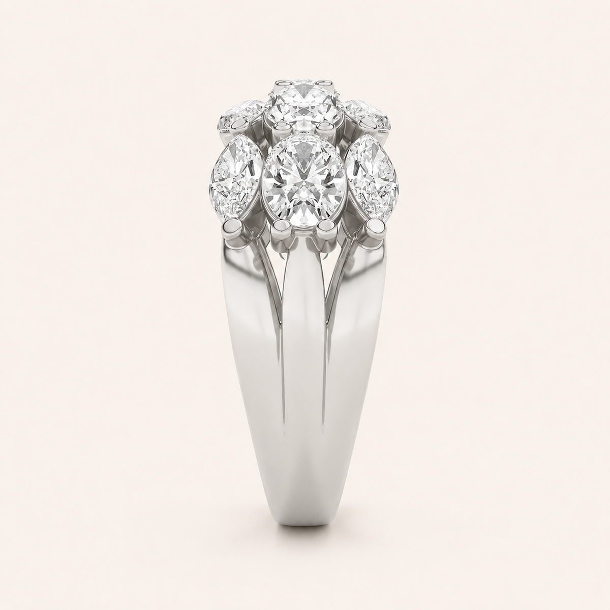 3.00 CT Oval Cut Lab Grown Diamond Multi Stone Band Ring