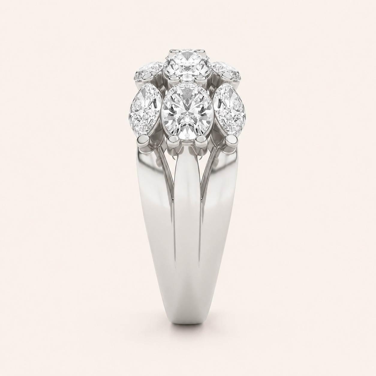 3.00 CT Oval Cut Lab Grown Diamond Multi Stone Band Ring