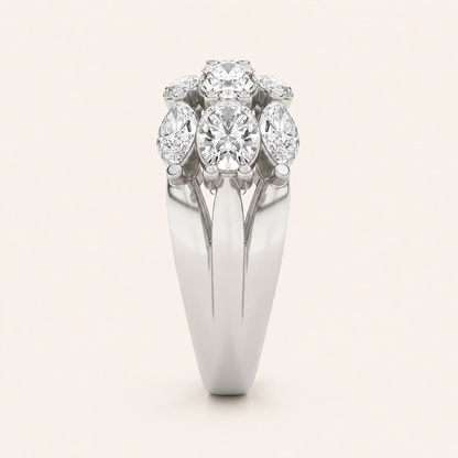 3.00 CT Oval Cut Lab Grown Diamond Multi Stone Band Ring