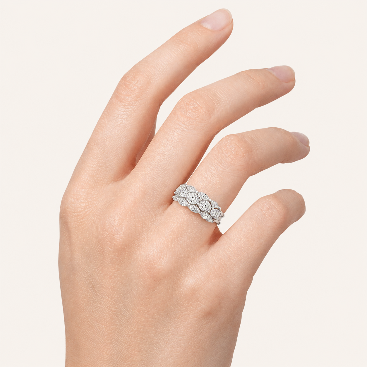 3.00 CT Oval Cut Lab Grown Diamond Multi Stone Band Ring