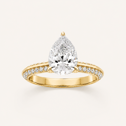 2.00 CT Pear Cut Lab Grown Diamond Micro Pave Knife Edge Solitaire Ring