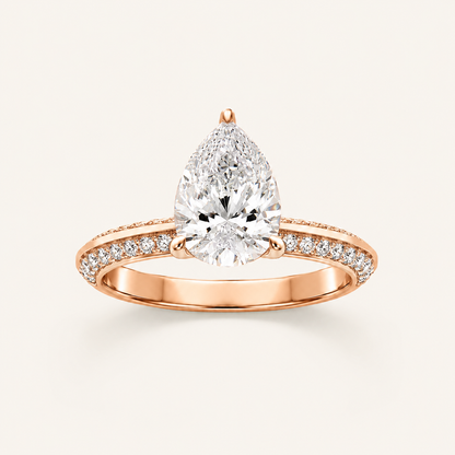 2.00 CT Pear Cut Lab Grown Diamond Micro Pave Knife Edge Solitaire Ring