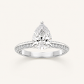 2.00 CT Pear Cut Lab Grown Diamond Micro Pave Knife Edge Solitaire Ring