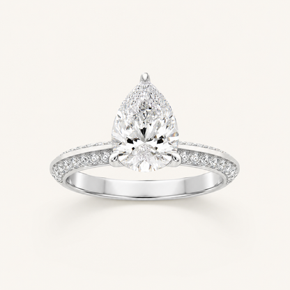 2.00 CT Pear Cut Lab Grown Diamond Micro Pave Knife Edge Solitaire Ring