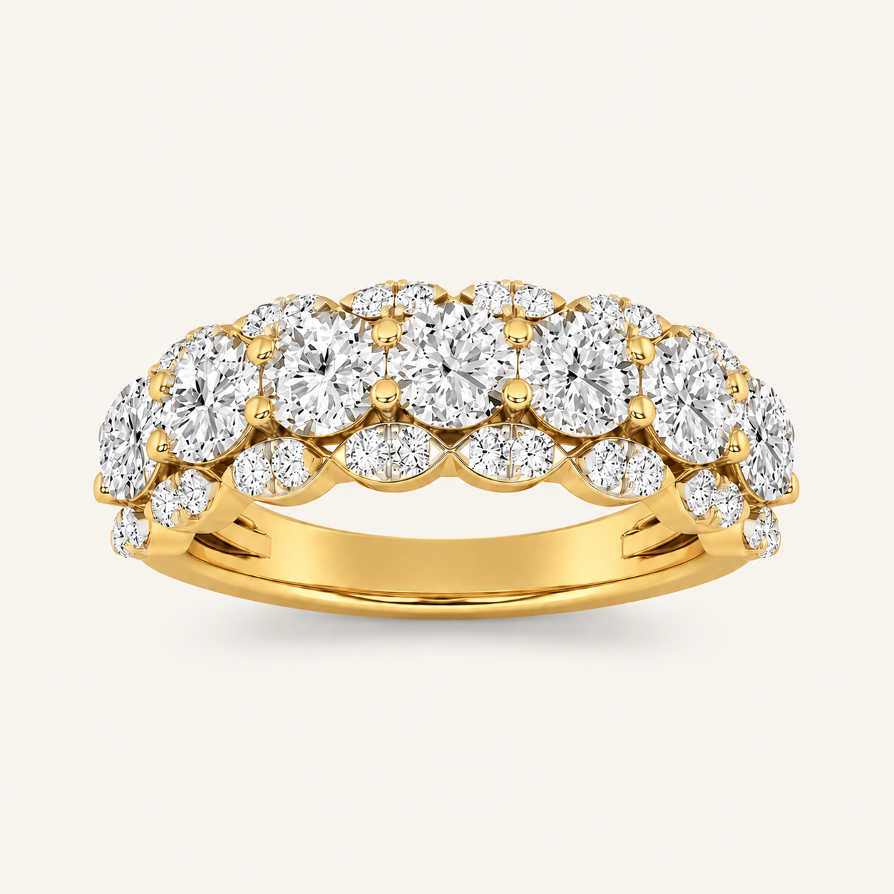2.00 CT Round Cut Lab Grown Diamond Multi Stone Band Ring