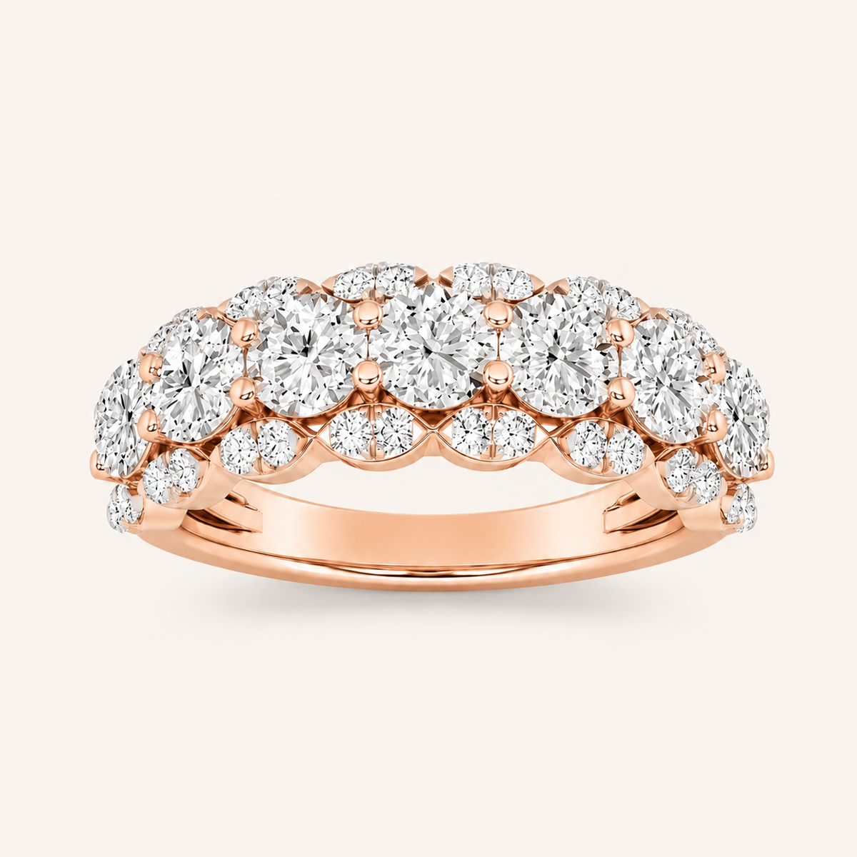 2.00 CT Round Cut Lab Grown Diamond Multi Stone Band Ring