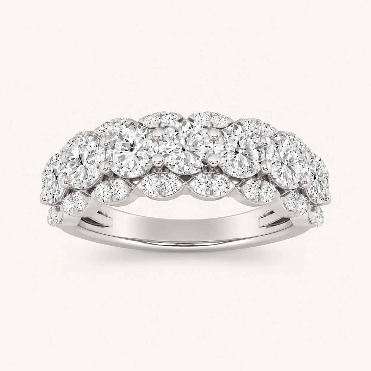 2.00 CT Round Cut Lab Grown Diamond Multi Stone Band Ring