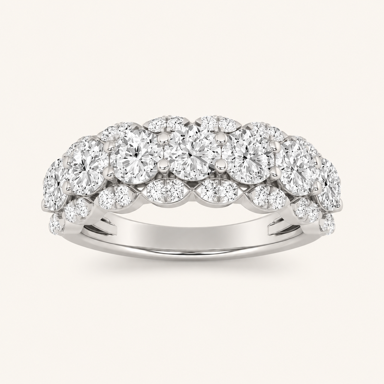 2.00 CT Round Cut Lab Grown Diamond Multi Stone Band Ring