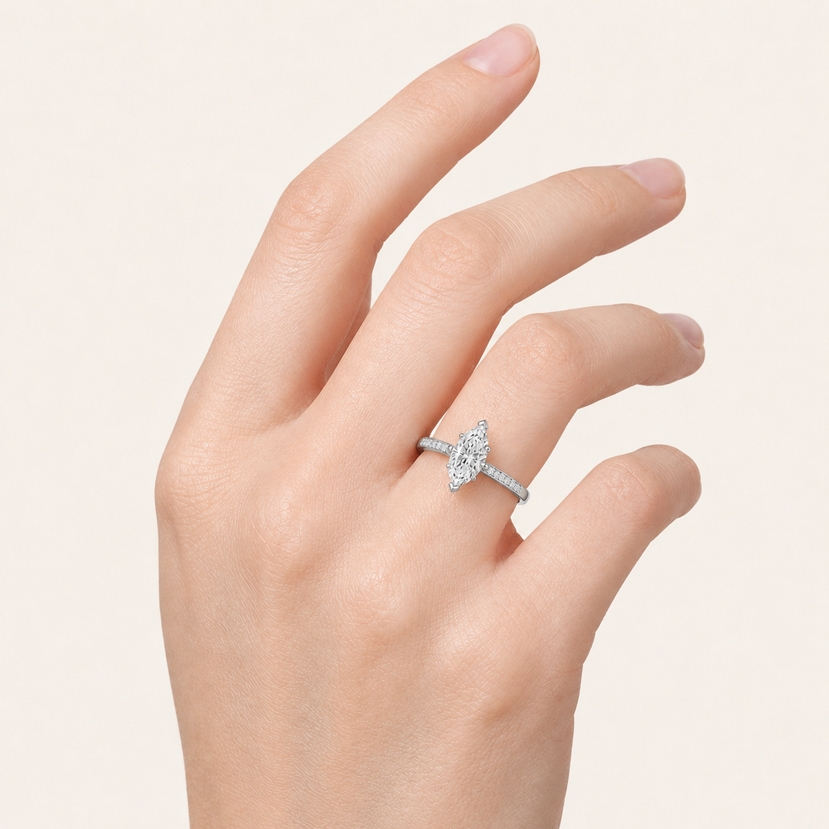 2.00 CT Marquise Cut Lab Grown Diamond Micro Pave Knife Edge Solitaire Ring
