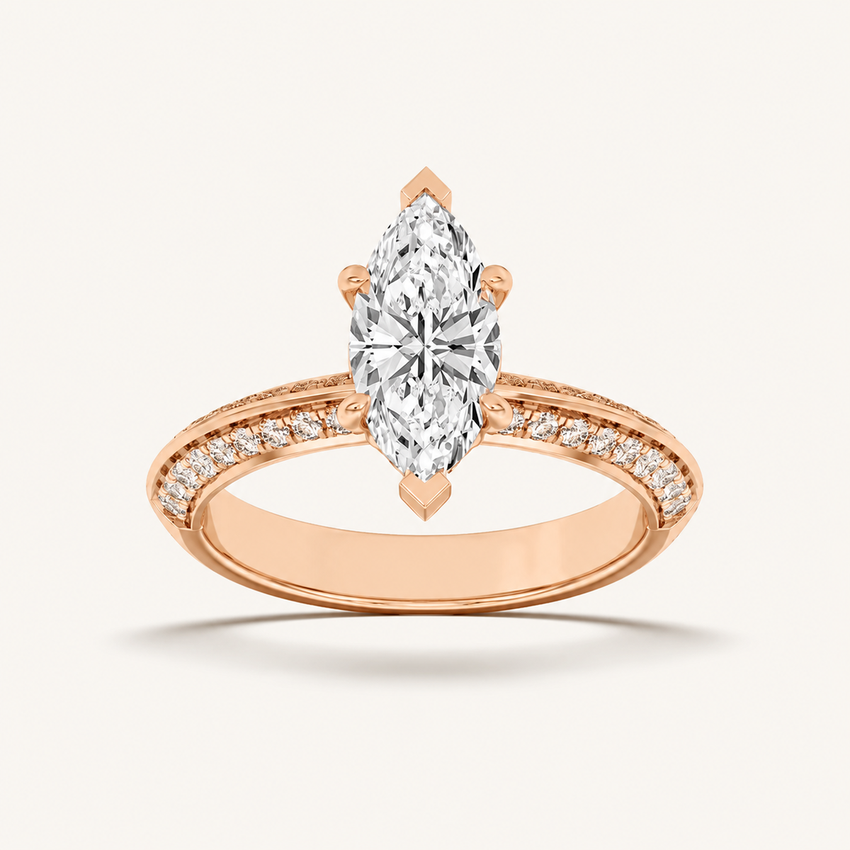 2.00 CT Marquise Cut Lab Grown Diamond Micro Pave Knife Edge Solitaire Ring