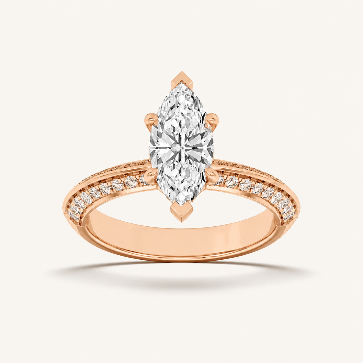 2.00 CT Marquise Cut Lab Grown Diamond Micro Pave Knife Edge Solitaire Ring