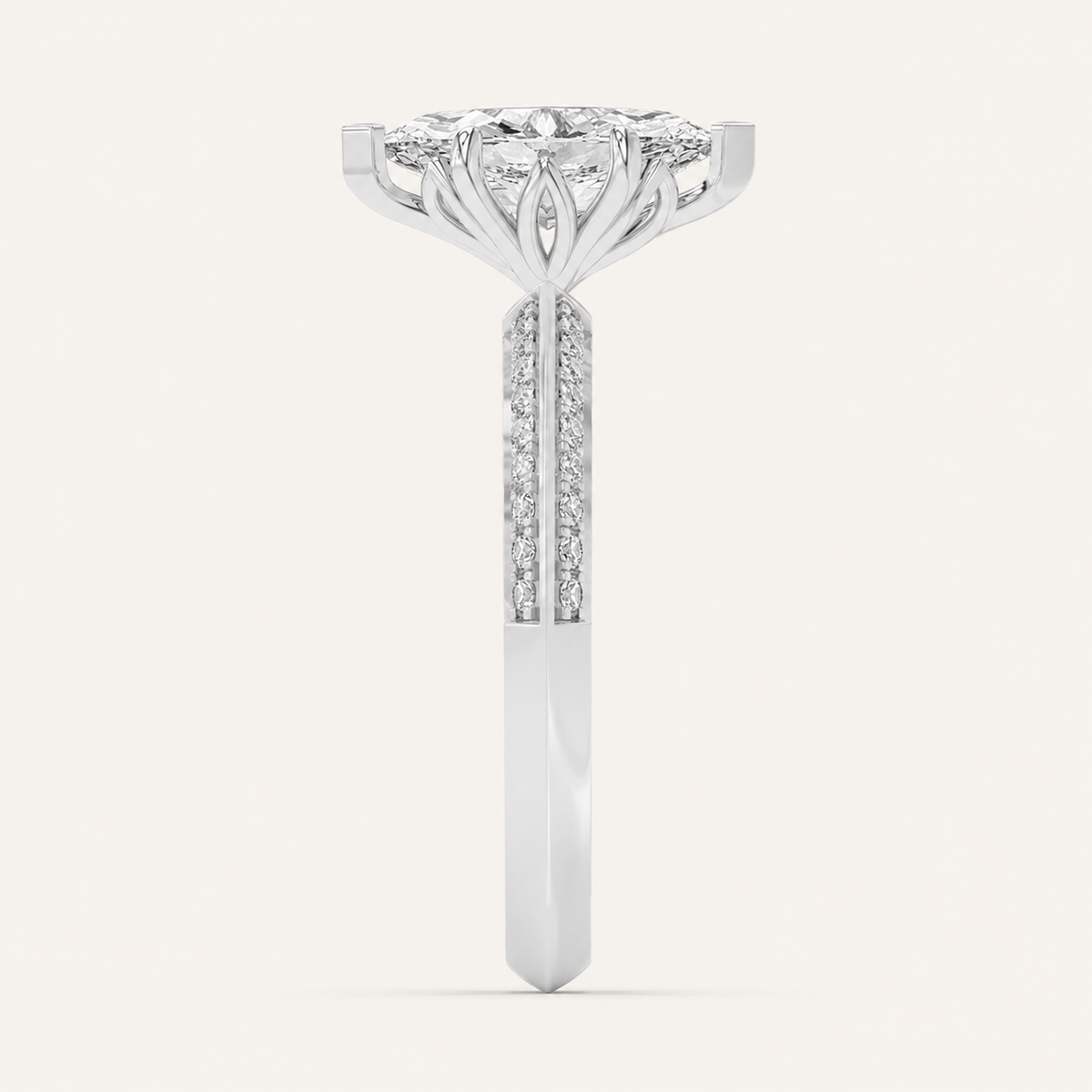 2.00 CT Marquise Cut Lab Grown Diamond Micro Pave Knife Edge Solitaire Ring
