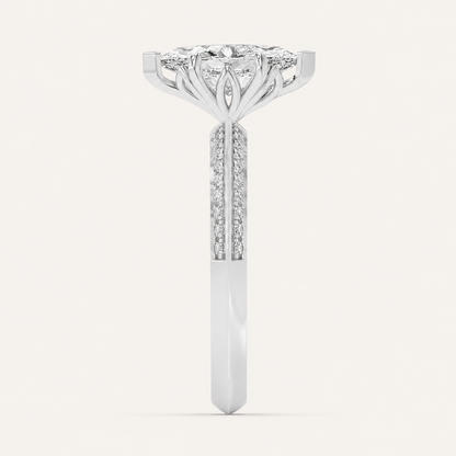 2.00 CT Marquise Cut Lab Grown Diamond Micro Pave Knife Edge Solitaire Ring