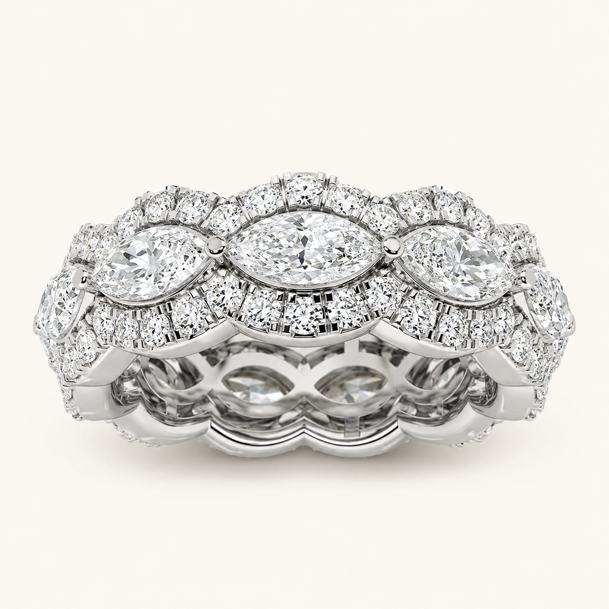 4CT Marquise Cut Lab Grown Diamond Eternity Ring