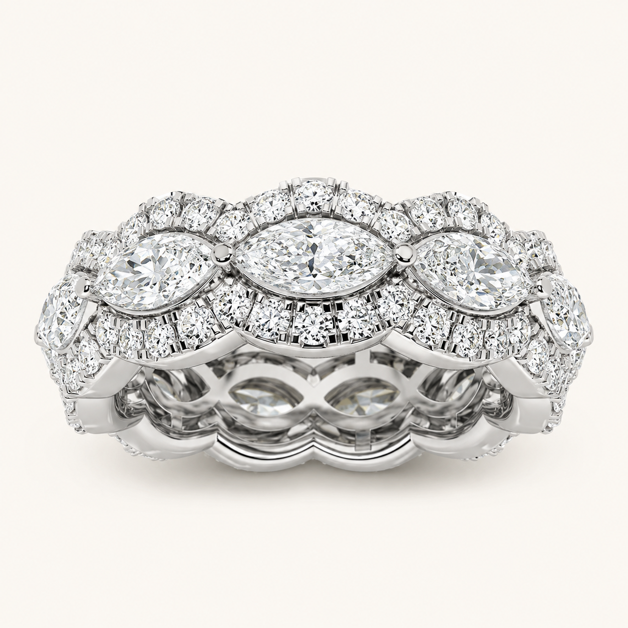 4CT Marquise Cut Lab Grown Diamond Eternity Ring