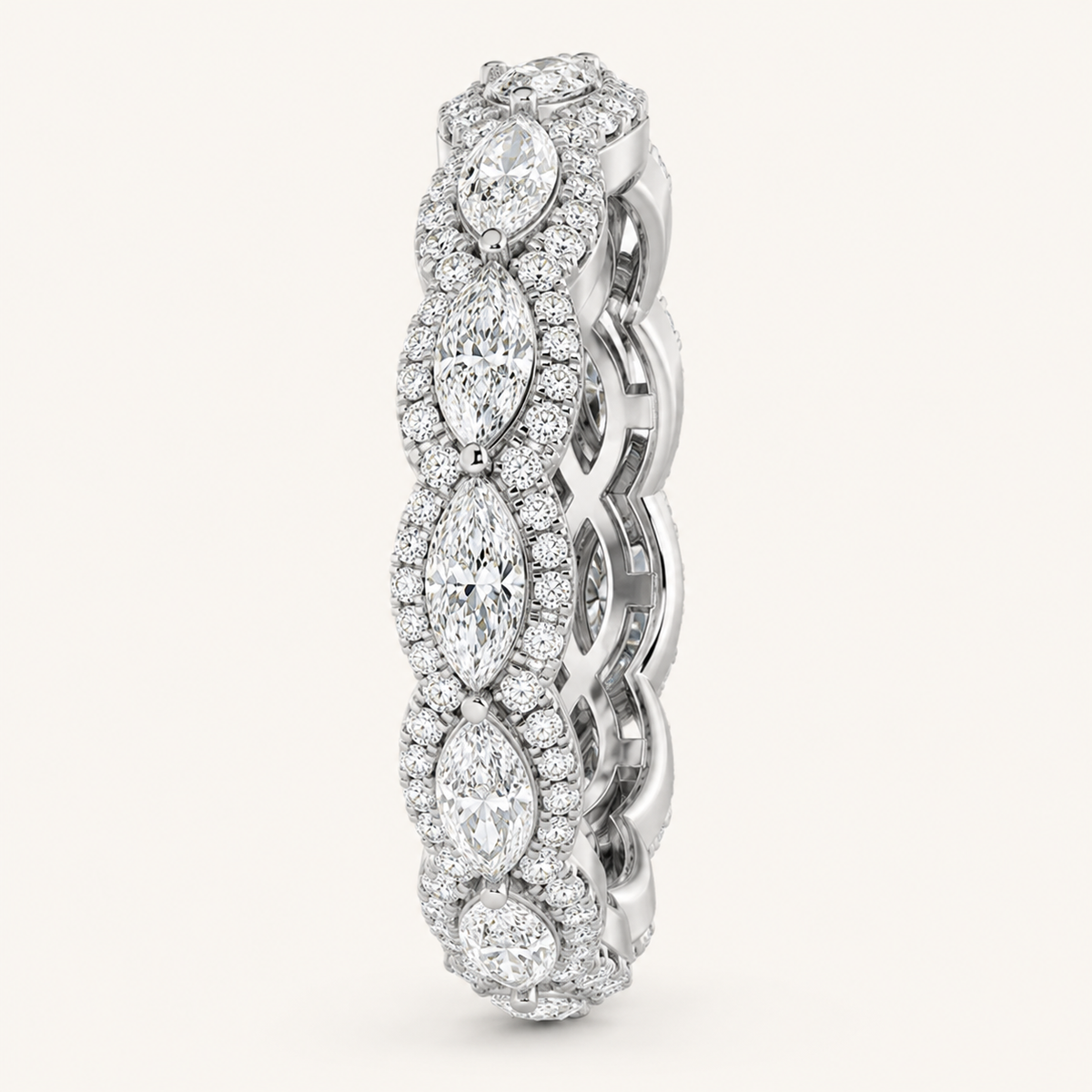 4CT Marquise Cut Lab Grown Diamond Eternity Ring